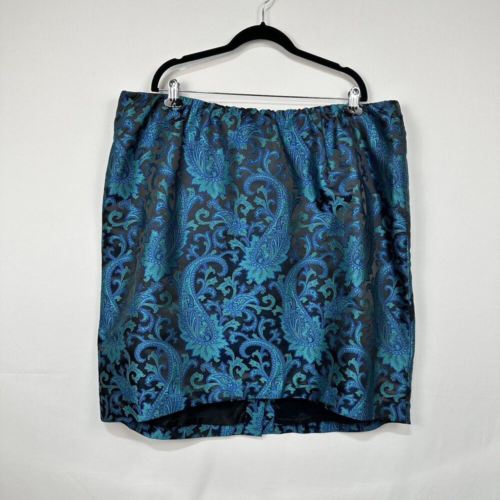 Vintage Don Caster Collection Metallic Teal/Green Paisley  Skirt Size 24W